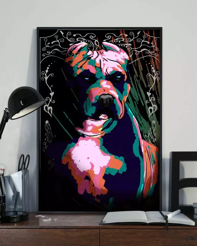 Pitbull Dog Evil Water Color Home Decor Wall Art Poster