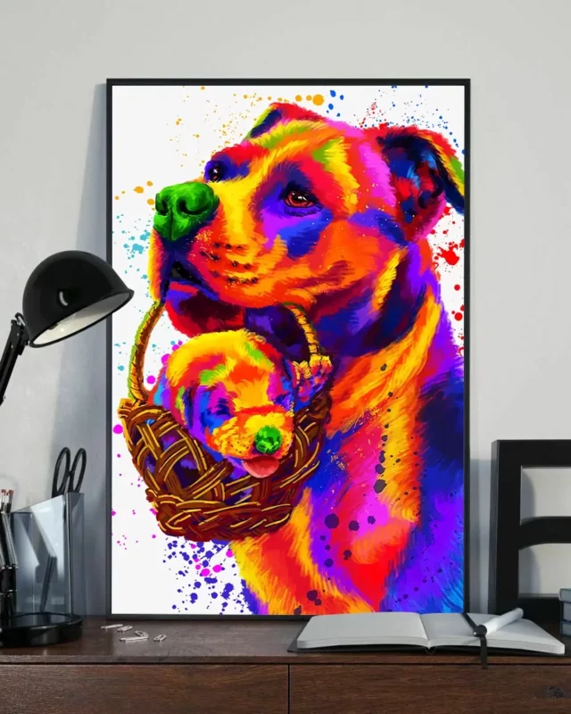 Pitbull Dog Puppy Water Color Home Decor Wall Art Poster