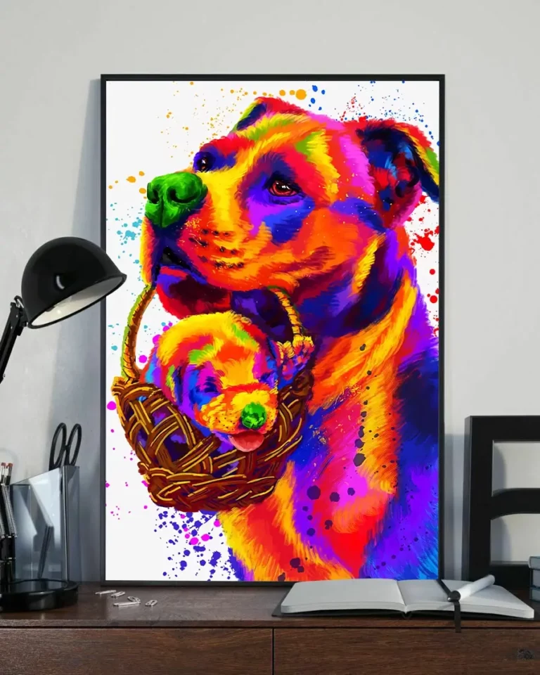 Pitbull Dog Puppy Water Color Home Decor Wall Art Poster