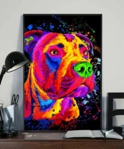 Pitbull Dog Water Color Home Decor Wall Art Gift Poster