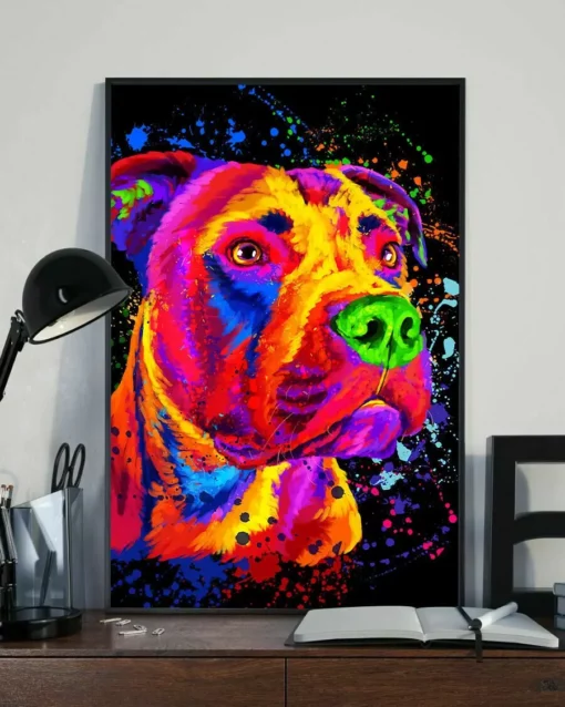 Pitbull Dog Water Color Home Decor Wall Art Gift Poster