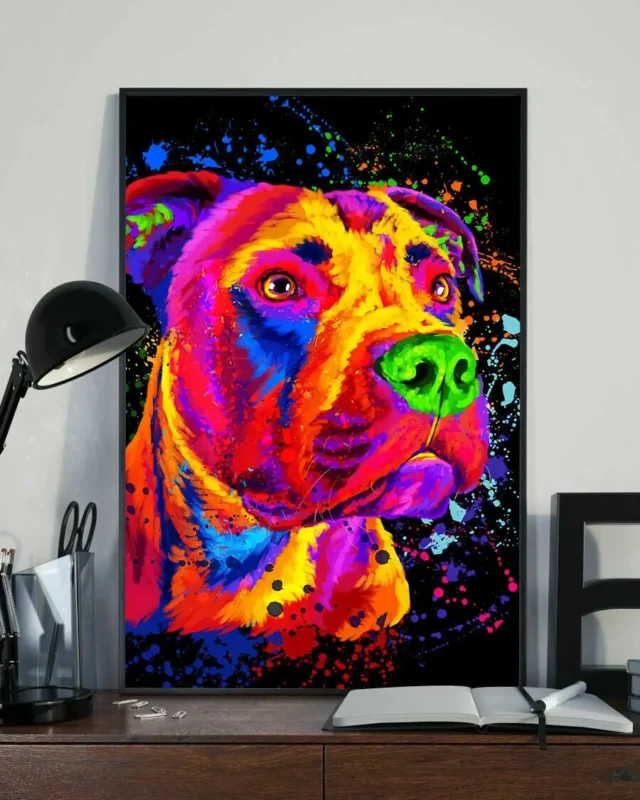 Pitbull Dog Water Color Home Decor Wall Art Gift Poster
