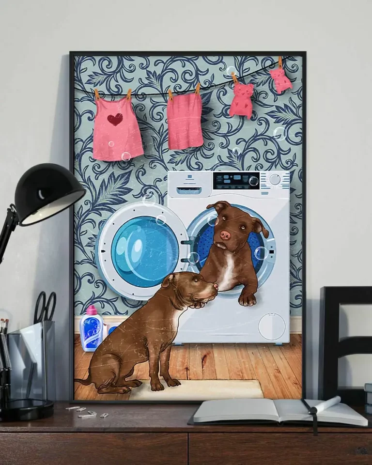 Pitbull Laundry Home Decor Wall Art Dog Poster