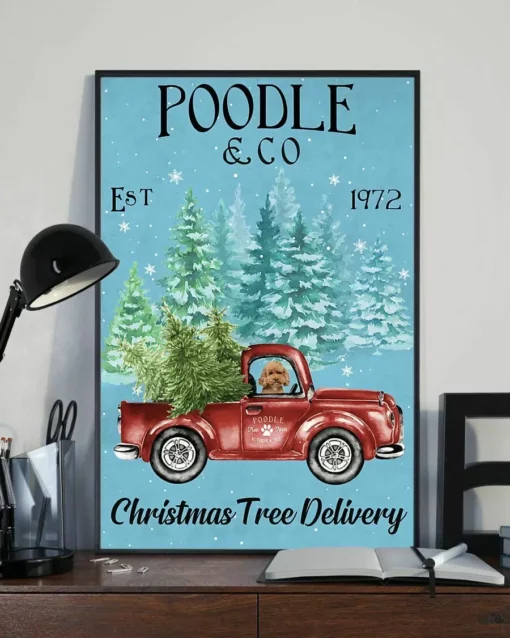 Poodle And Co Christmas Tree Delivery Xmas Dog Poster