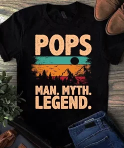 Pops Man Myth Legend Vintage Camping Dad Father Gift Tshirt