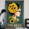 Pot Head Sunflower Girl Garderning Home Decor Poster