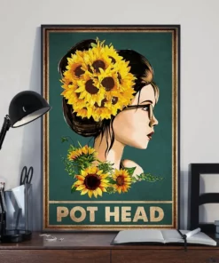 Pot Head Sunflower Girl Garderning Home Decor Poster