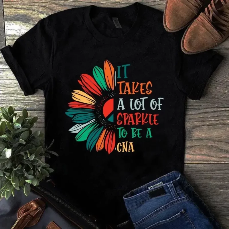 It Takes A Lot Of Sparkle To Be A Cna Sunflower Hippie Tshirt