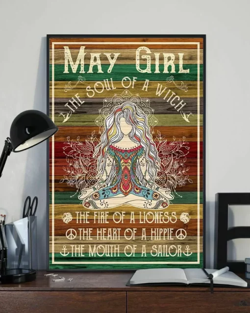 May Girl The Soul Of A Witch The Fire Of A Lioness Yoga Meditation Poster