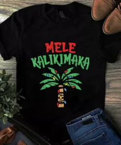 Mele Kalikimaka Palm Tree Shirt Hawaiian Christmas Xmas Unisex Tshirt