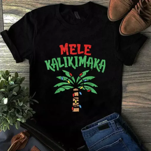 Mele Kalikimaka Palm Tree Shirt Hawaiian Christmas Xmas Unisex Tshirt