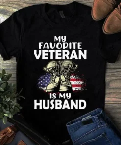 My Favorite Veteran Is My Husband Usa Flag Veteran Gift Tshirt
