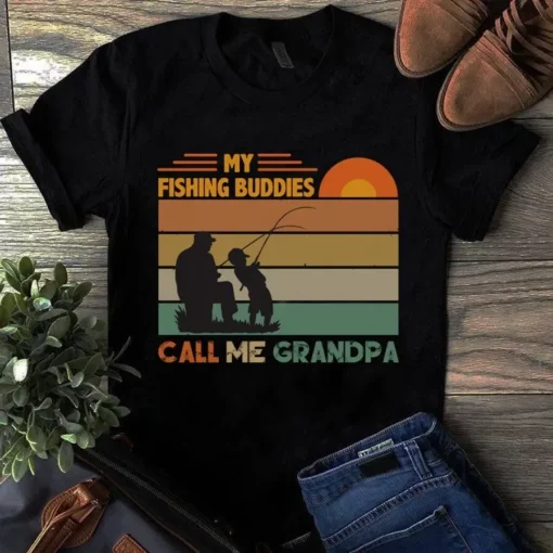 My Fishing Buddies Call Me Grandpa Fishing Vintage Tshirt
