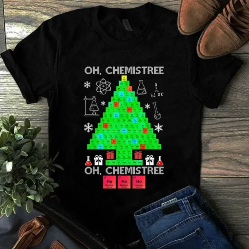 Oh Chemist Tree Chemistree Science Chemistry Christmas Periodic Table Tshirt