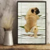 Pug Climbing Out Window Home Decor Wall Art Dog Poster