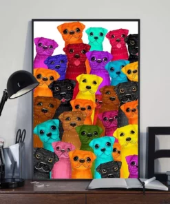 Pug Multi Dogs Funny Home Decor Wall Art Poster