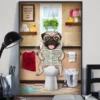 Pug Toilet Reading Newspaper Funny Dog Poster 2 Pug Toilet Reading Newspaper Funny Dog Poster