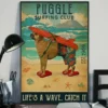 Puggle Surfing Club Lifes a Wave Catch It Dog Poster