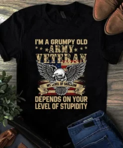 I'm A Grumpy Old Army Veteran Eagle Usa Flag Veteran Gift Tshirt