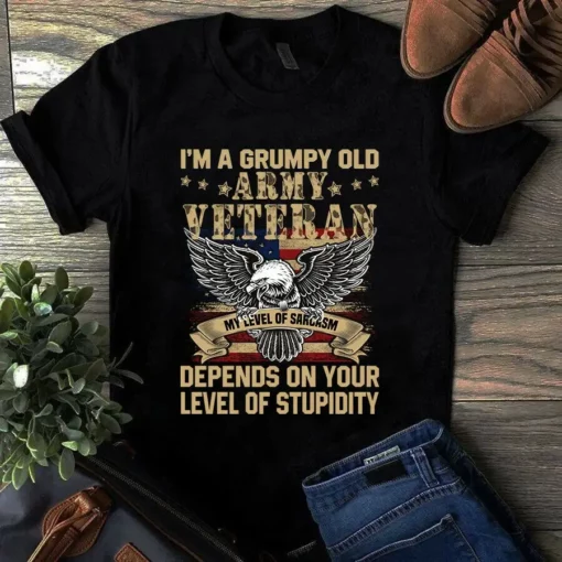 I'm A Grumpy Old Army Veteran Eagle Usa Flag Veteran Gift Tshirt