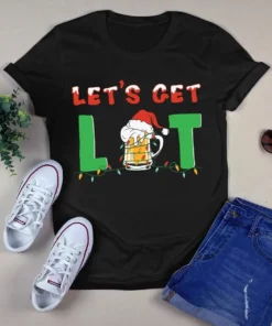 Let's Get Lit Beer Christmas Xmas Gift Tshirt