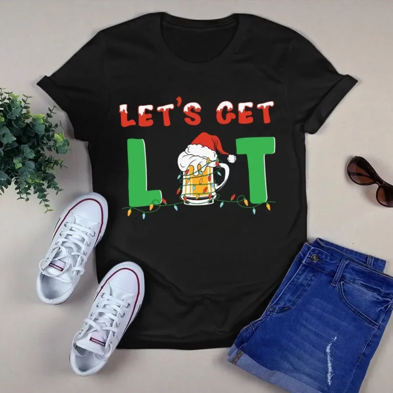 Lets Get Lit Beer Christmas Xmas Gift Tshirt