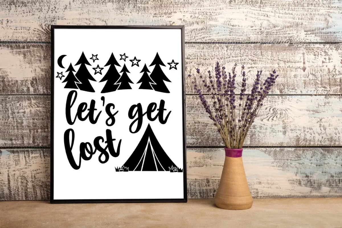 Let’s Get Lost Camping Mountain Home Decor Wall Art Poster