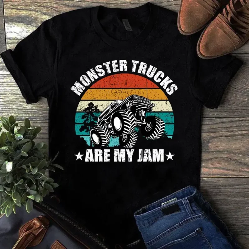Monster Trucks Are My Jam Trucker Vintage Tshirt