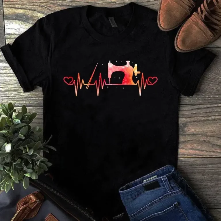 Sewing Machine Heart Beat Quilting Tshirt
