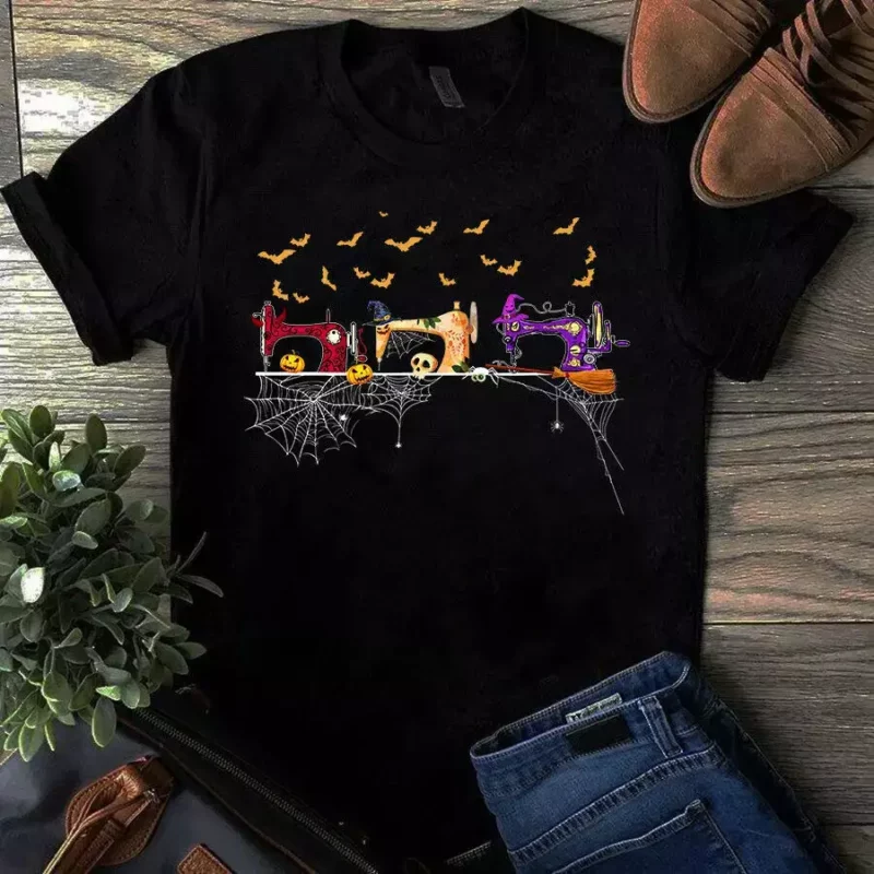 Sewing Machine Quilting Halloween Gift Tshirt