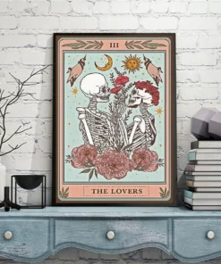 Skeleton Tarrot Card Couple Lovers Poster