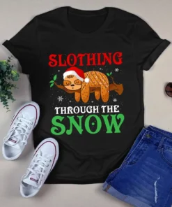 Slothing Through The Snow Christmas Sloth Xmas Gift Tshirt