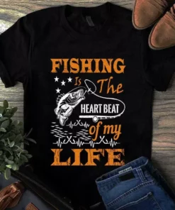 Fishing Is The Heart Beat Of My Life Fishing Bass Hook Tshirt