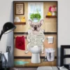 French Bulldog Toilet Reading Newspaper Funny Dog Poster 3 French Bulldog Toilet Reading Newspaper Funny Dog Poster