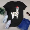 Funny Alpaca Llama Santa Hat Christmas Xmas Light Gift Tshirt