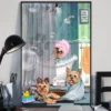 Funny Yorkie Dogs in Bathroom Vertical Home Decor Wallart Poster