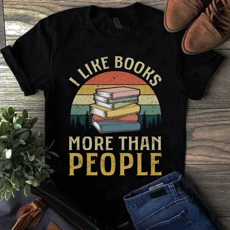 I Like Books More Than People Love Reading Book Vintage Tshirt