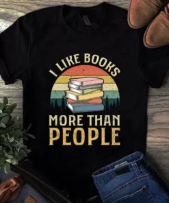 I Like Books More Than People Vintage Tshirt