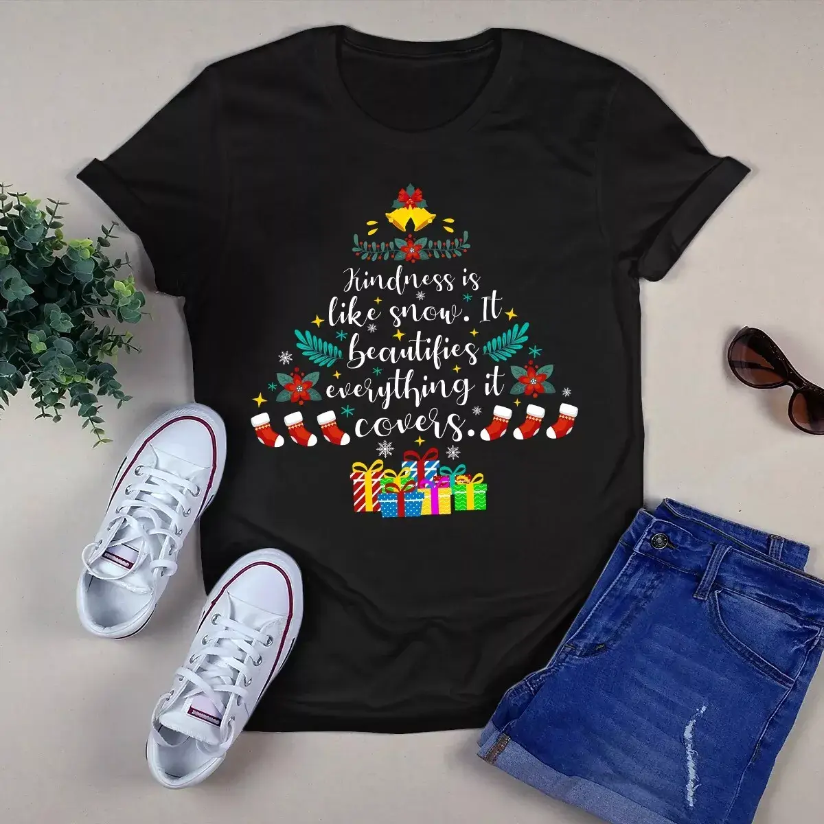 Kindness Is Like Snow It Beautifies Everything It Covers Christmas Tree Tshirt 1 Kindness Is Like Snow It Beautifies Everything It Covers Christmas Tree Tshirt