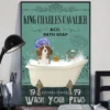 King Charles Cavalier And Co Bath Soap Wash Your Paws Blue Cap Dog Poster 3 King Charles Cavalier and Co Bath Soap Wash Your Paws Blue Cap Dog Poster