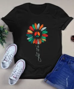 Let It Be Sunflower Hippie Retro Peace Sunflower Tshirt