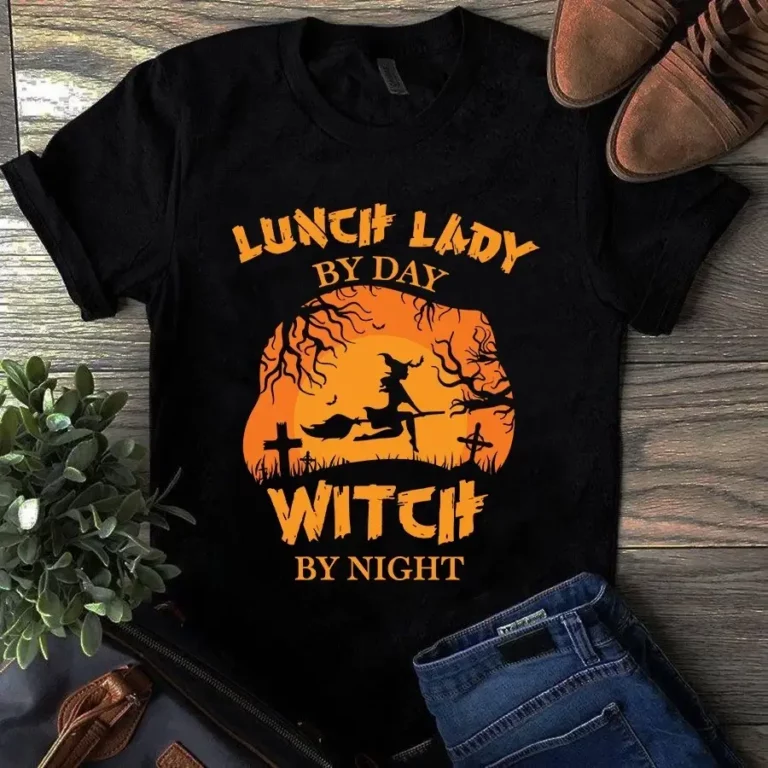 Lunch Lady by Day Witch by Night Halloween Pumpkin Tshirt