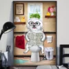 Maltese Toilet Reading Newspaper Funny Dog Poster