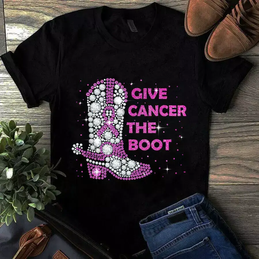 Give Cancer The Boot Breast Cancer Awareness Pink Ribbon Unisex Tshirt 1 Give Cancer The Boot Breast Cancer Awareness Pink Ribbon Unisex Tshirt