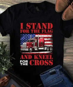 I Stand For The Flag And Kneel For The Cross Usa Flag Trucker Tshirt
