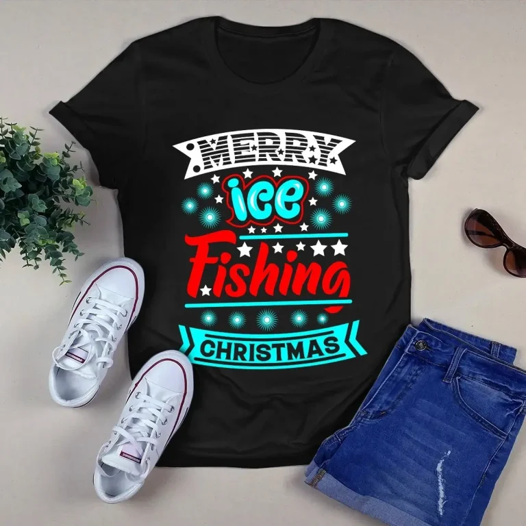 Ice Fishing Merry Christmas Xmas Gift Tshirt