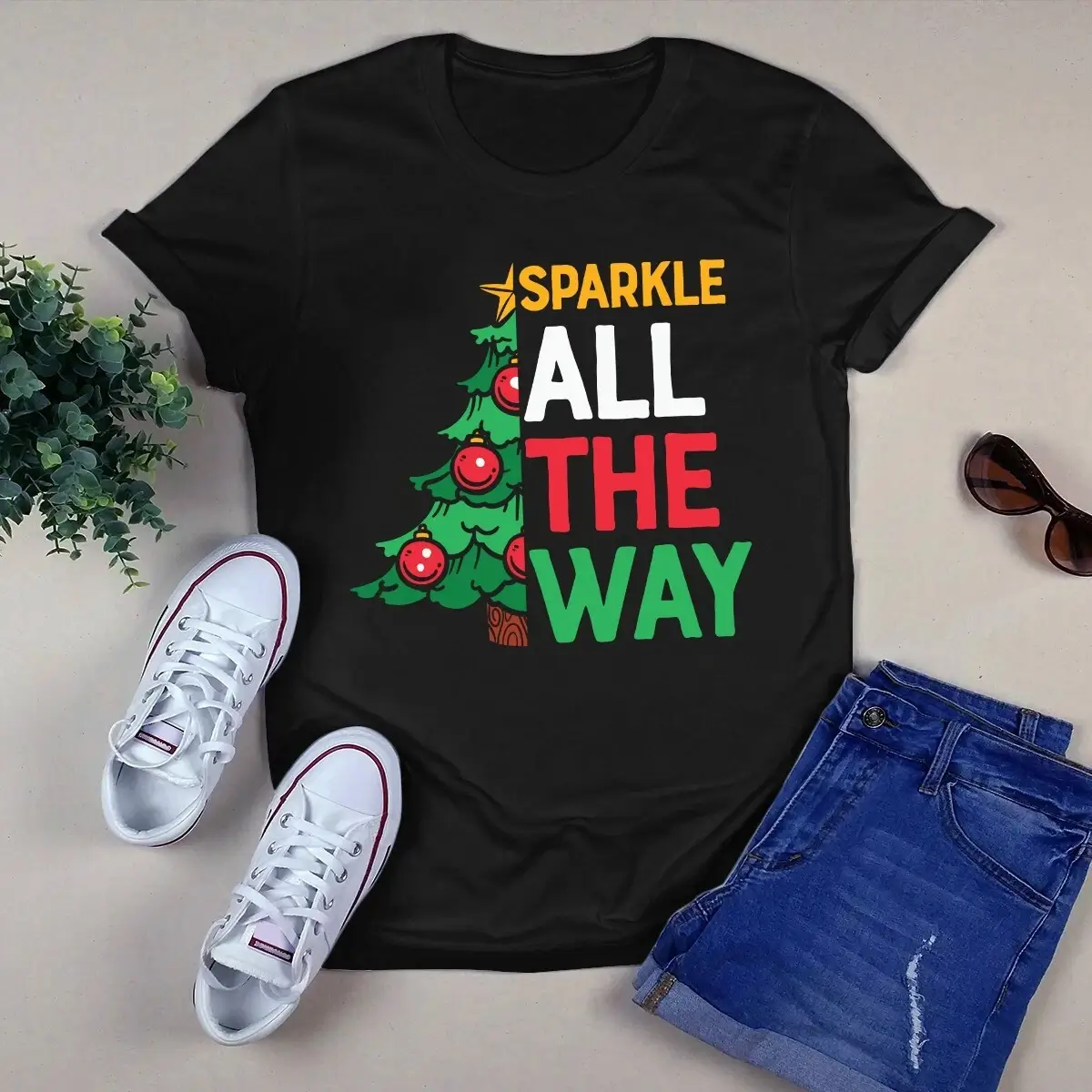 Sparkle All The Way Christmas Xmas Tree Gift Tshirt 1 Sparkle All The Way Christmas Xmas Tree Gift Tshirt