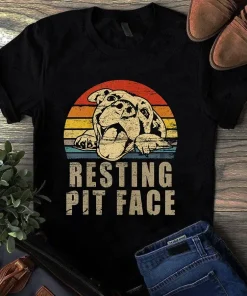 I Love My Pit Retro Vintage Resting Pit Face Pitbull Dog Tshirt