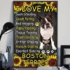 I Love My Sock Stealing Leash Pulling Sunflower Boston Terrier Dog Poster