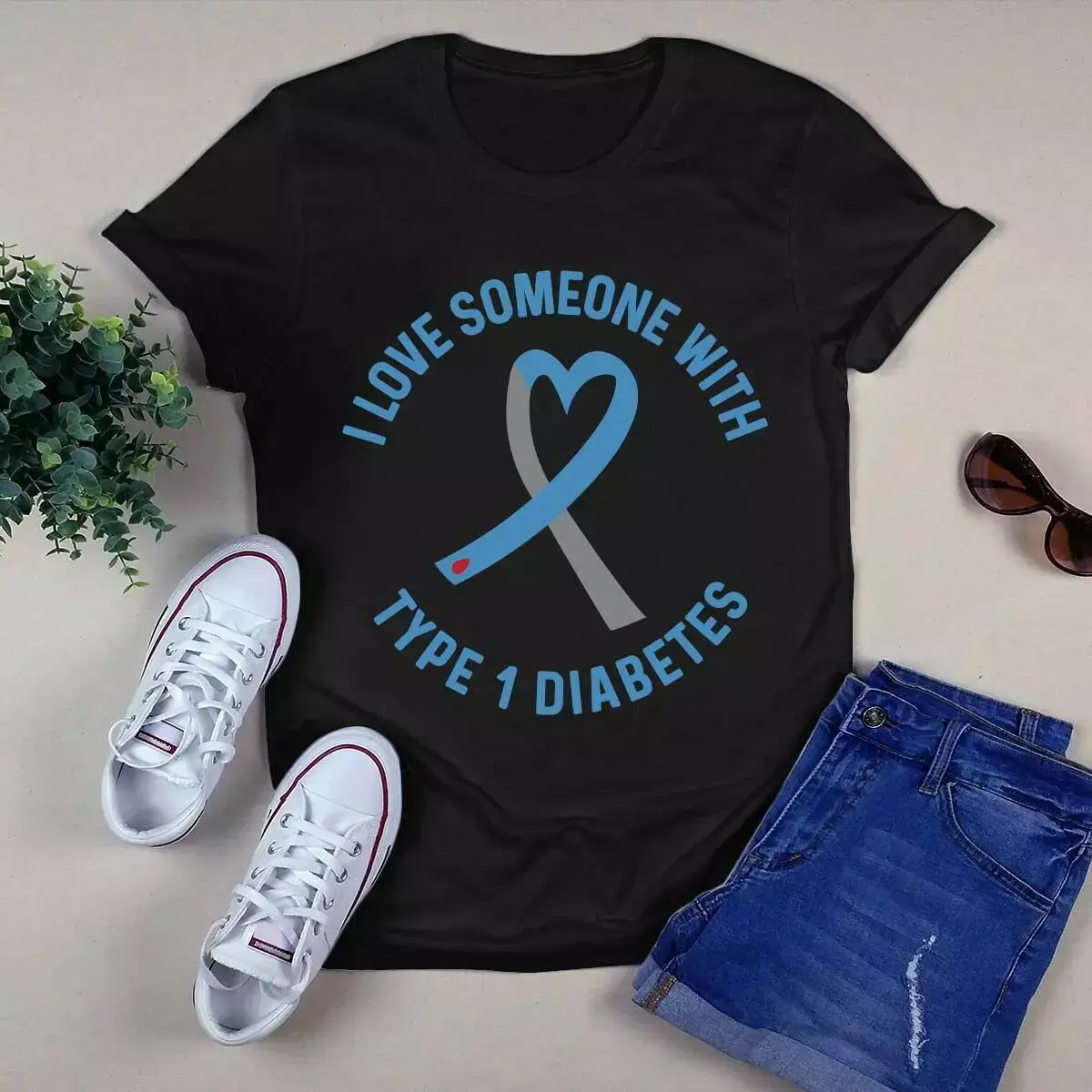 I Love Someone With Type 1 Diabetes Awareness Cancer Gift Tshirt